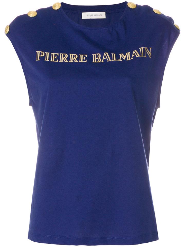 Pierre Balmain Logo Printed T-shirt - Pink & Purple
