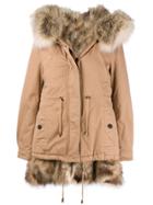 Alessandra Chamonix Racoon Fur Lined Parka Coat - Nude & Neutrals