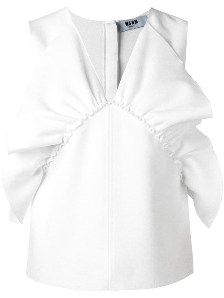 Msgm Ruffled Detail Tank, Women's, Size: 40, White, Polyester/spandex/elastane/viscose