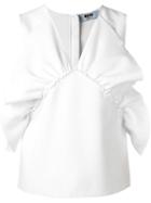 Msgm Ruffled Detail Tank, Women's, Size: 40, White, Polyester/spandex/elastane/viscose