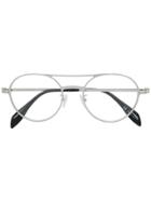 Alexander Mcqueen Eyewea Round Glasses - Silver