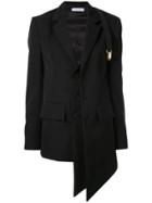Delada Asymmetric Wool Blazer - Black