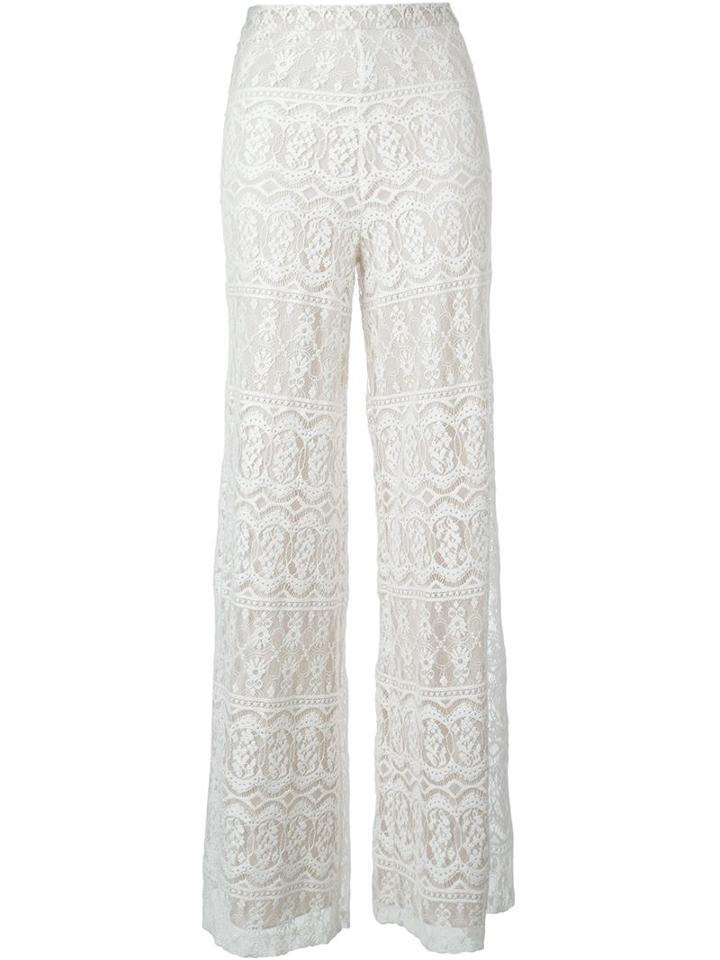Alice+olivia Lace Overlay Wide Leg Palazzo Trousers