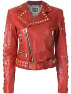 Fausto Puglisi Studded Biker Jacket - Red