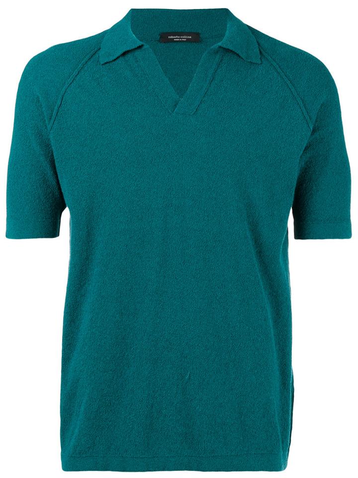 Roberto Collina Polo Shirt, Men's, Size: 52, Blue, Cotton/polyamide