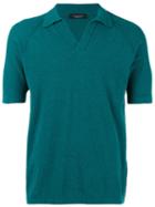Roberto Collina Polo Shirt, Men's, Size: 52, Blue, Cotton/polyamide