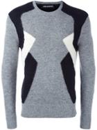 Neil Barrett Geometric Colour Block Sweater, Men's, Size: Xl, Grey, Nylon/wool/alpaca