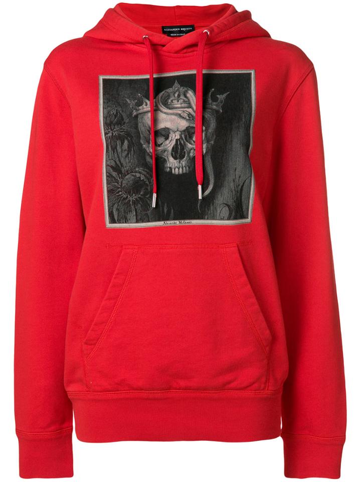 Alexander Mcqueen Skull Print Hoodie - Red
