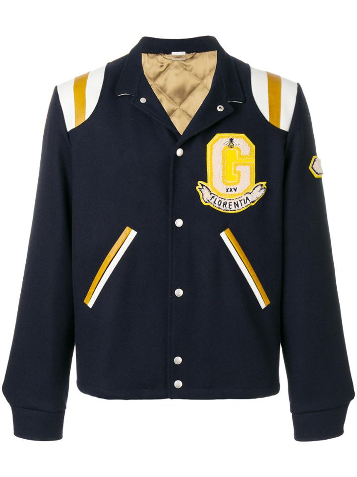 Gucci Embroidered Bomber Jacket - Blue