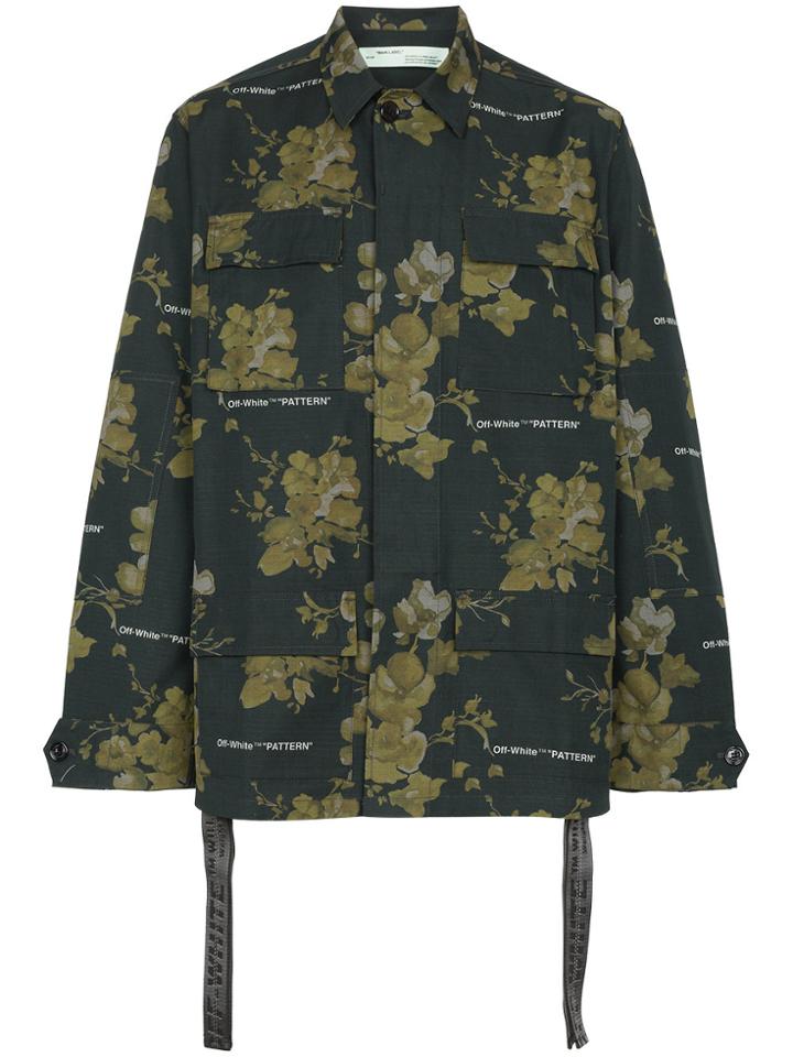 Off-white Green Floral Shirt Jacket