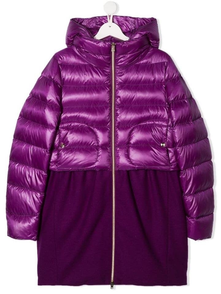 Herno Kids Panelled Puffer Coat - Purple