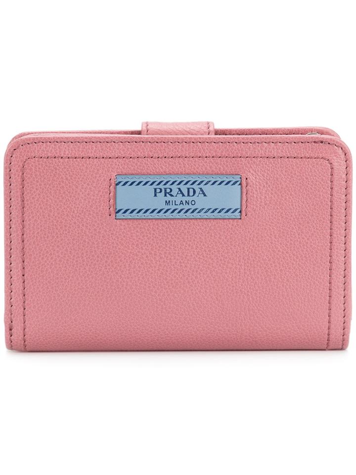 Prada Logo Patch Wallet - Pink & Purple