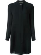 Saint Laurent Pleated Blouse Dress, Women's, Size: 40, Black, Silk/viscose