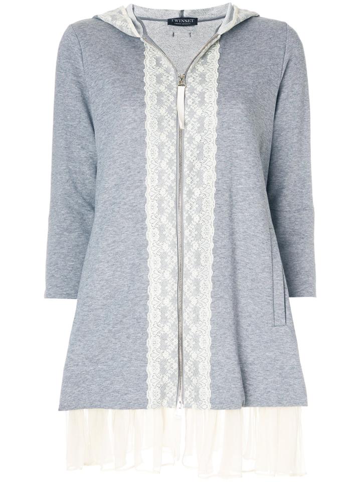 Twin-set Lace Zipped Sweater - Grey