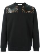 Givenchy Leather Panel Studded Sweatshirt, Men's, Size: Medium, Black, Cotton/calf Leather