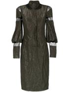 Gloria Coelho Tulle Panels Midi Dress - Green