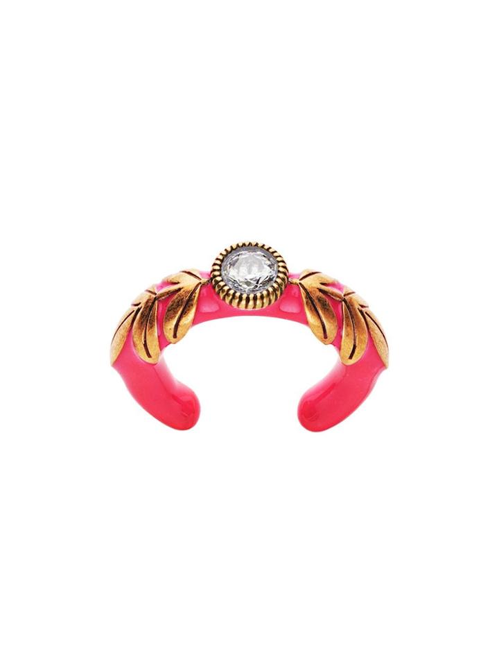 Fendi Crystal-embellished Enamel Ring - Pink