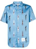 Thom Browne Swimmer Print Polo Collar Shirt - Blue