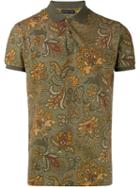 Etro Floral Print Polo Shirt, Men's, Size: Medium, Green, Cotton