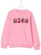 Msgm Kids - Embroidered Logo Sweatshirt - Kids - Cotton - 12 Yrs, Pink/purple