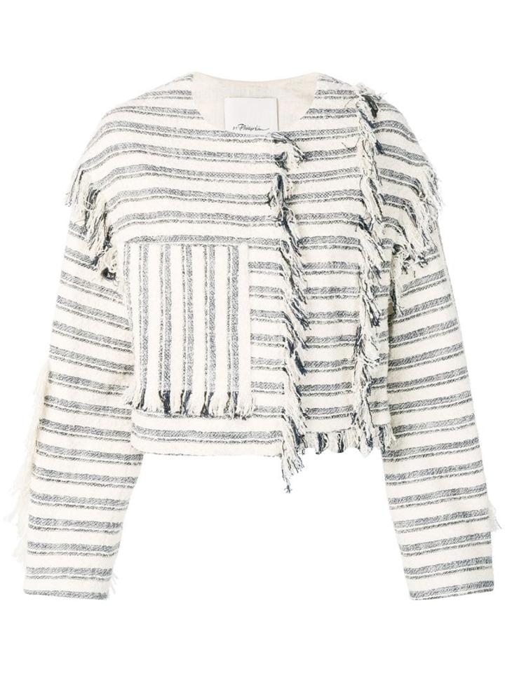 3.1 Phillip Lim Cropped Fringe Jacket - Blue