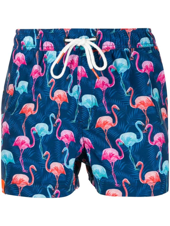 Sun 68 Flamingo Print Swim Shorts - Blue