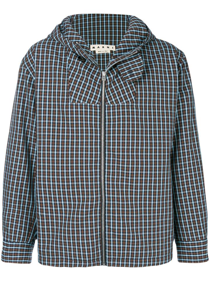 Marni Checked Hooded Jacket - Blue