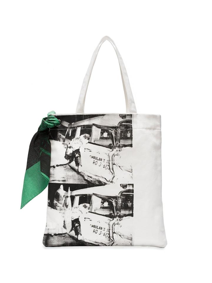 Calvin Klein 205w39nyc Museum Print Cotton Canvas Tote Bag - White