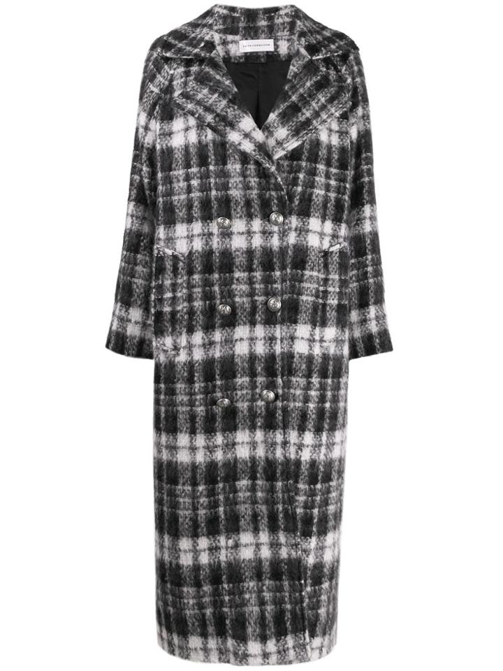 Faith Connexion Checked Double Breasted Coat - Grey