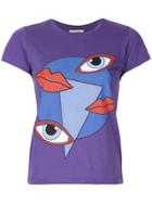Yazbukey Eyes And Lips Graphic T-shirt - Pink & Purple