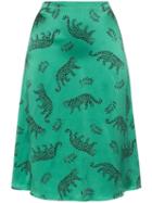 Hvn Leopard Print Silk Midi Skirt - Green