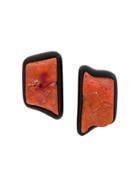 Monies Large Rectangular Earrings - Orange
