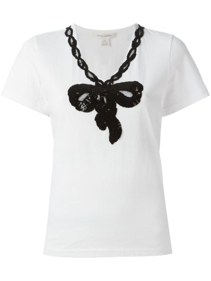 Marc Jacobs Sequinned Bow T-shirt, Women's, Size: S, White, Cotton