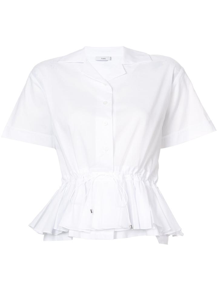 Tome Short Sleeve Shirt With Drawstring Waist - White