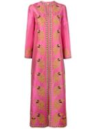 Tory Burch - Embroidered Trim Flared Coat - Women - Silk/cotton/polyester - 8, Pink/purple, Silk/cotton/polyester