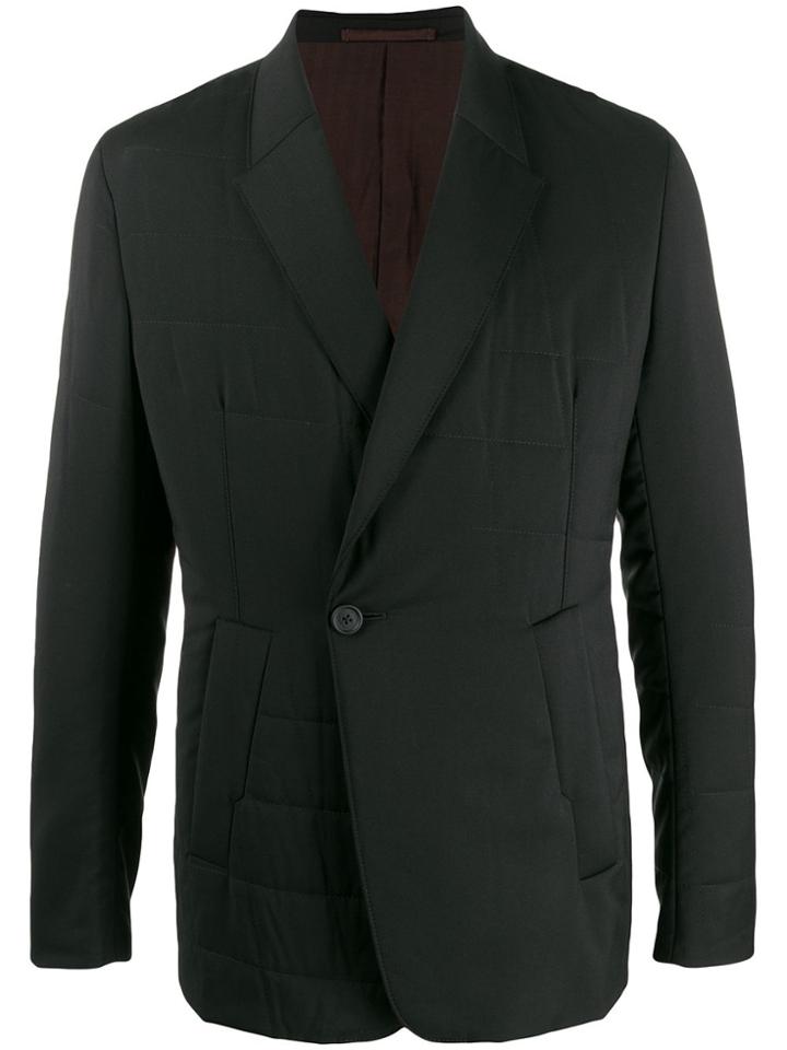 Ermenegildo Zegna Quilted Single Breasted Blazer - Black