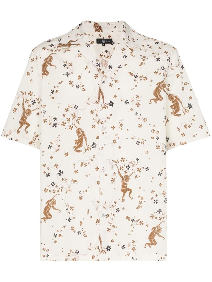 Edward Crutchley Monkey Print Cotton Shirt - Neutrals