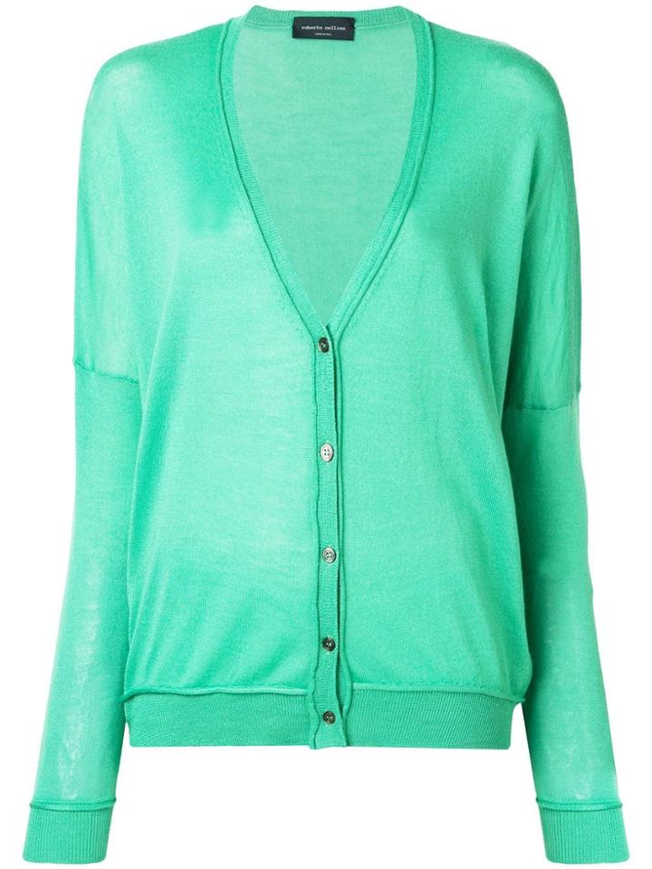 Roberto Collina Dropped Shoulder Cardigan - Green
