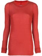 Rick Owens Sheer Longline Knitted Top - Red