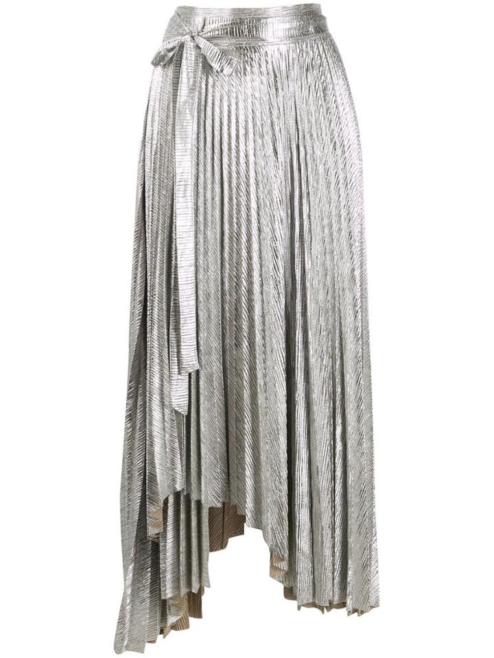 A.w.a.k.e. Mode Doric Asymmetric Pleated Skirt - Silver