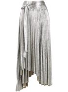 A.w.a.k.e. Mode Doric Asymmetric Pleated Skirt - Silver