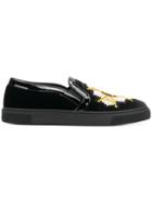 Louis Leeman Embroidered Slip On Sneakers - Black