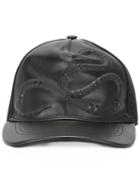 Gucci Snake Embossed Baseball Cap, Women's, Size: Xl, Black, Calf Leather/polyamide/cotton/viscose