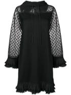 Mcq Alexander Mcqueen Sheer Panel Hooded Dress - Black