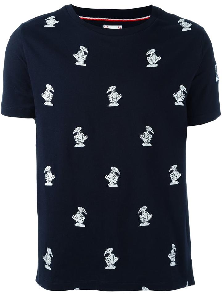 Moncler Gamme Bleu 'bird' Embroidery T-shirt, Men's, Size: Small, Blue, Cotton