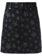 Saint Laurent Star Print Mini Denim Skirt, Women's, Size: 27, Black, Cotton