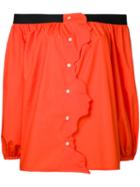 Vivetta Off Shoulder Button Up Blouse, Size: 40, Yellow/orange, Cotton