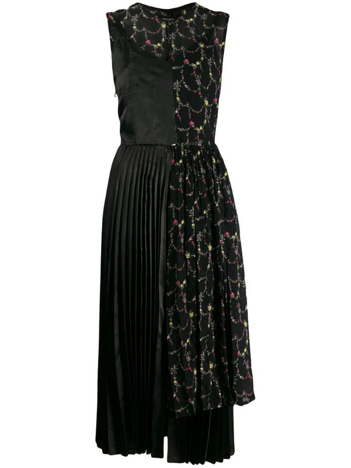 Junya Watanabe Contrast Pleated Midi Dress - Black