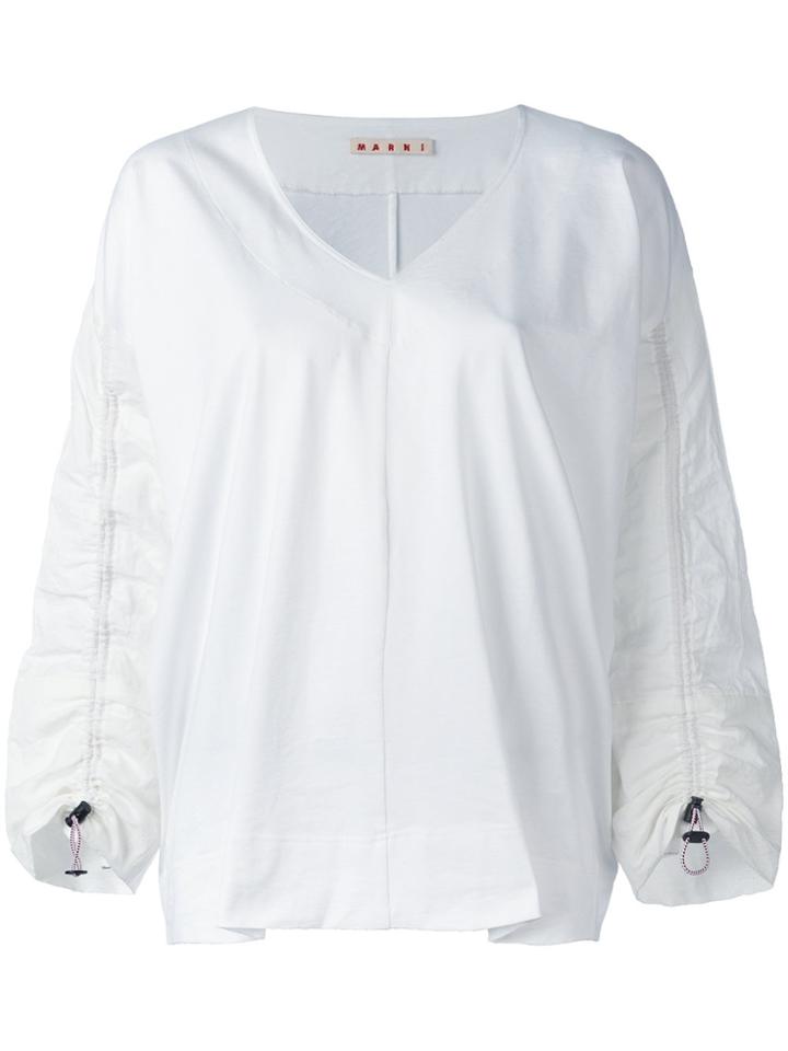 Marni Gathered Sleeve Blouse - White