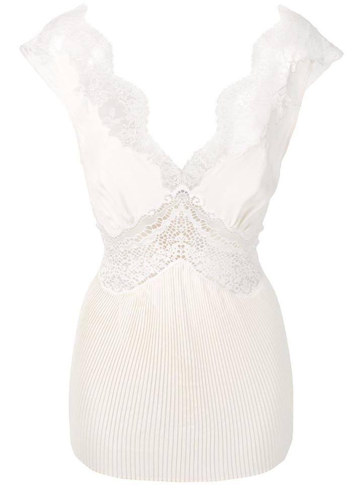 Paco Rabanne Lace Inserts Pleated Blouse - Neutrals